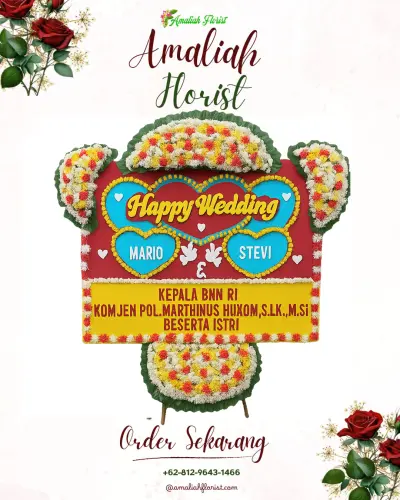Karangan Papan Bunga Pernikahan di Lette